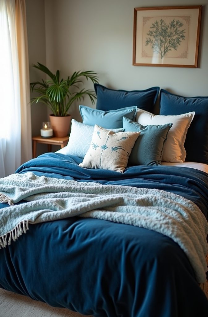 Layered Blue Bedding for Cozy Depth