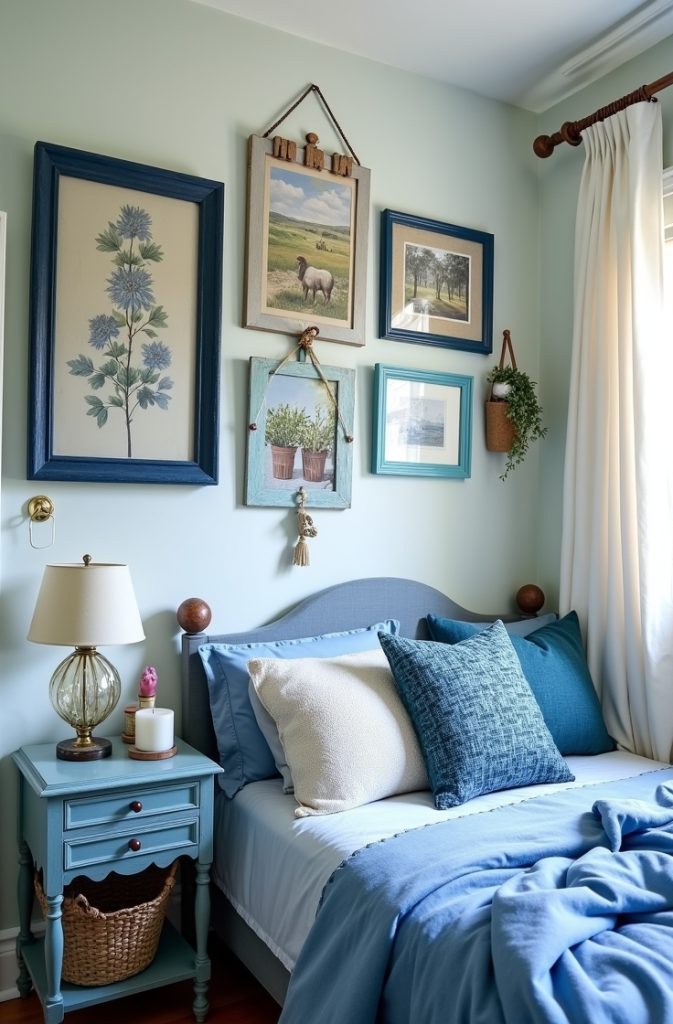 Mix-and-Match Blue Frames for a Gallery Wall