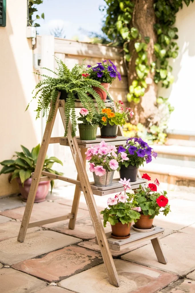 Old Ladder Plant Stand
