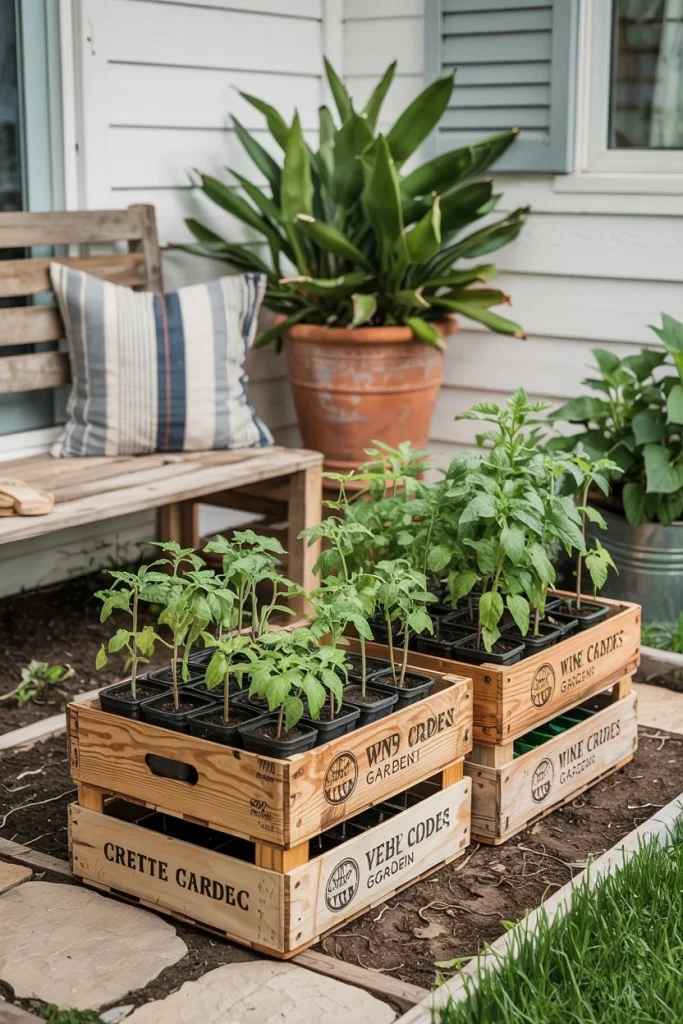 Wine Crate Vegetable Garden