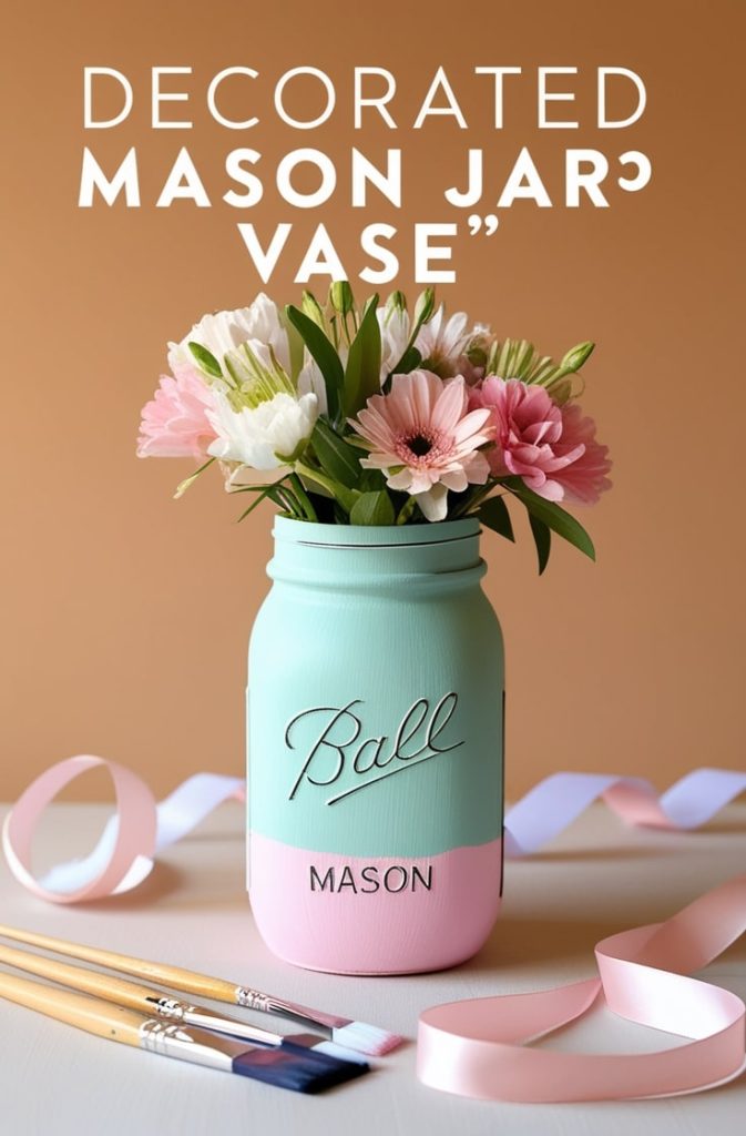 Decorated Mason Jar Vase