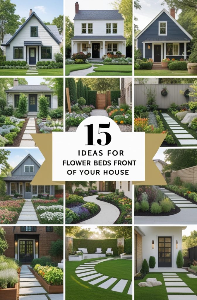 Flower beds in front of house 