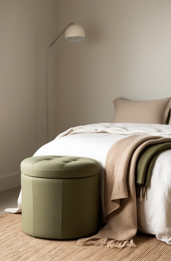 Olive Green Storage Ottoman