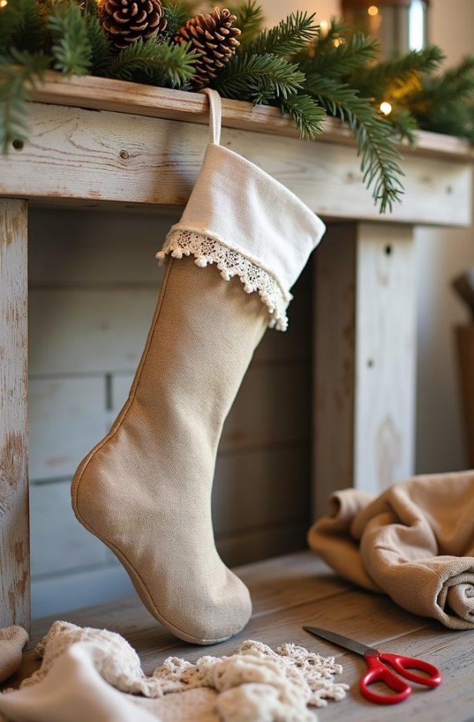 Burlap Rustic Stocking