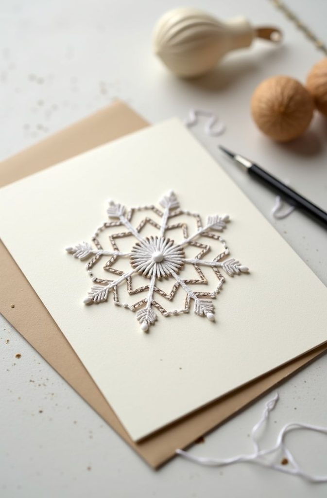 Hand-Stitched Snowflake Card