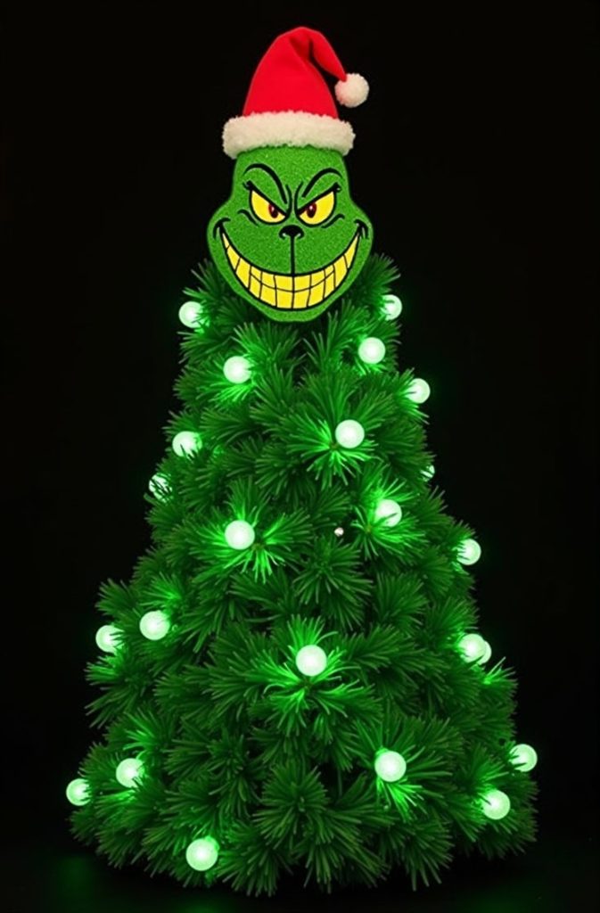 Light-Up Grinch Face Tree
