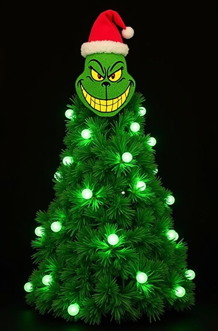 Light-Up Grinch Face Tree-min
