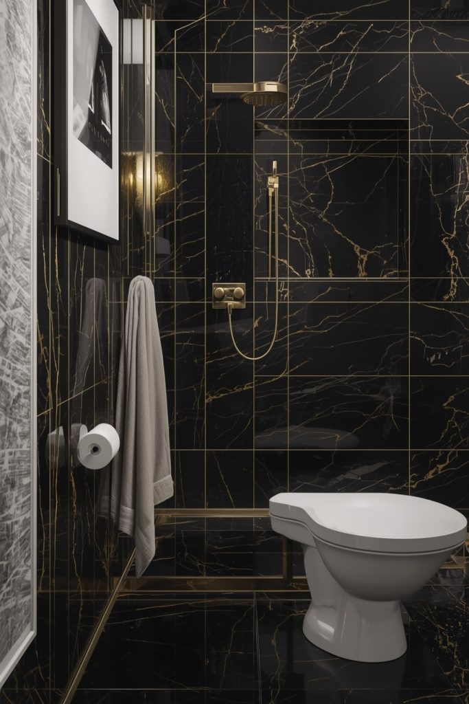  Black Tiles with Gold Veins