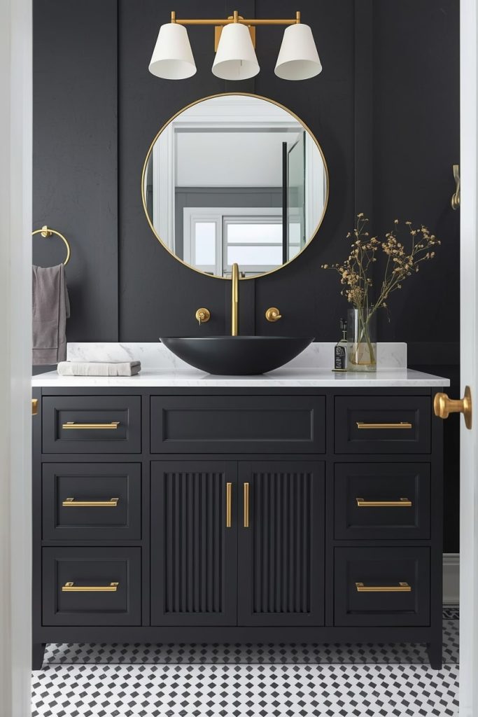 Black Vanity with Gold Handles-min