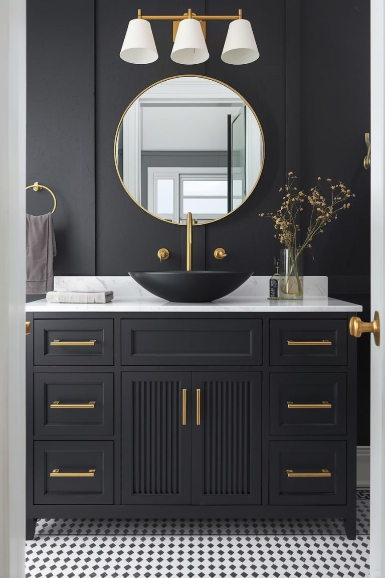 Black Vanity with Gold Handles-min