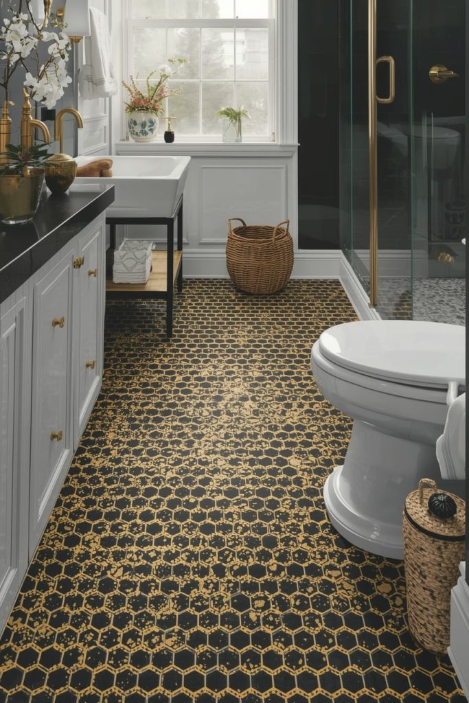 Black and Gold Mosaic Floor