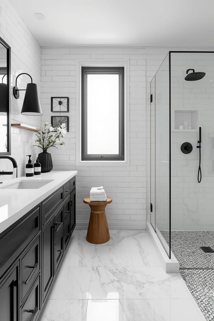 Black and White Bathroom Floor Ideas