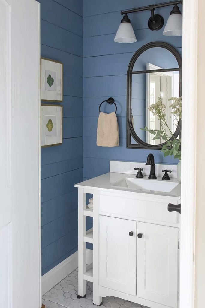 Blue and White Bathroom for a Classic Coastal Bathroom Design