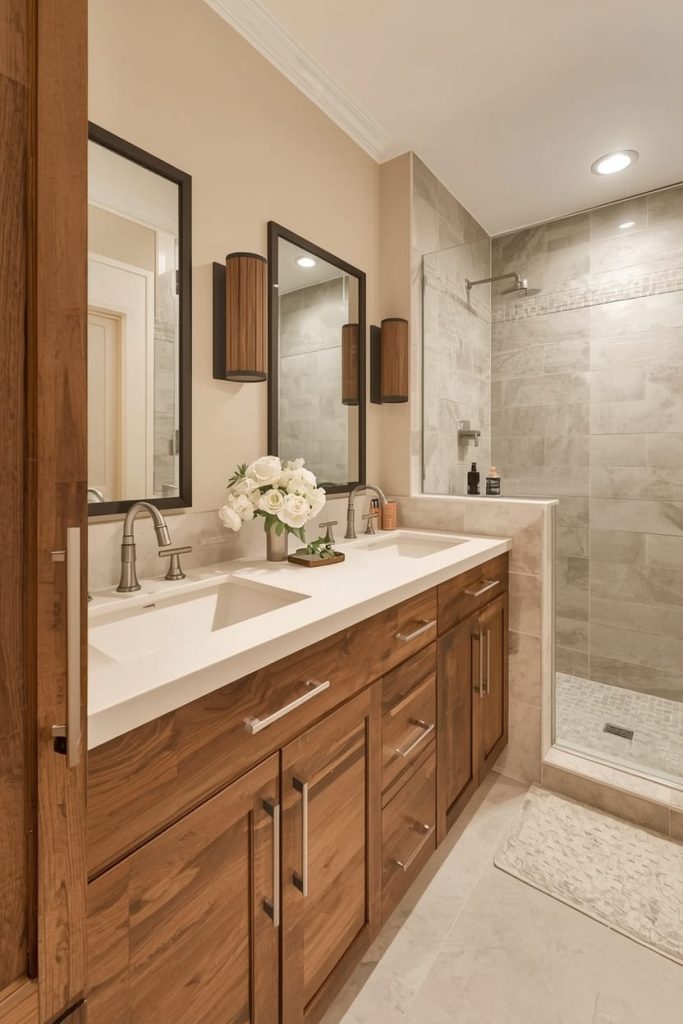 Neutral Bathroom with Marble Tiles